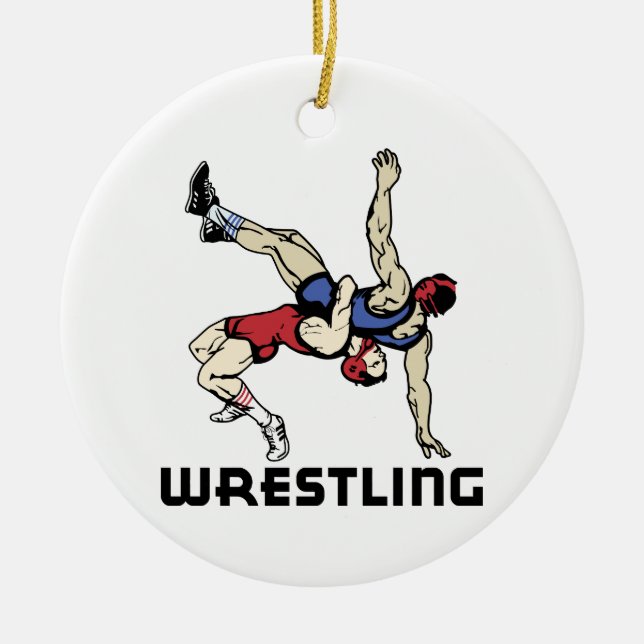 Wrestling Ceramic Tree Decoration (Front)