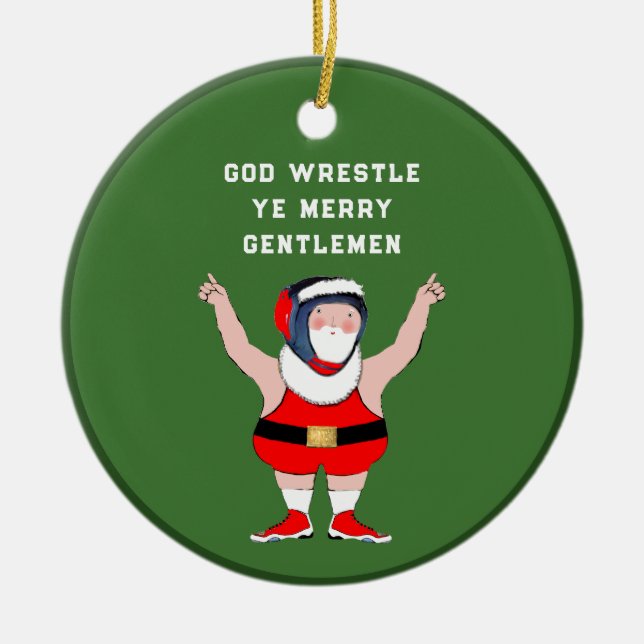 Wrestling Christmas Collectable Ceramic Tree Decoration (Front)