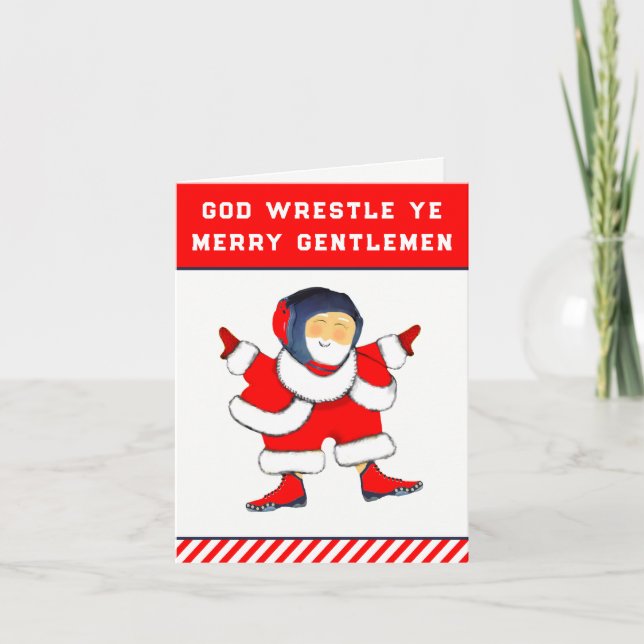 wrestling Christmas Holiday Card (Front)