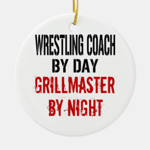 Wrestling Coach Grillmaster Ceramic Tree Decoration