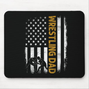 Wrestling Dad T American Flag 4th Of July Fathers Mouse Pad