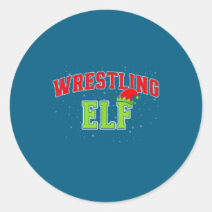 Wrestling Elf Christmas Family Matching Group Xmas Classic Round Sticker