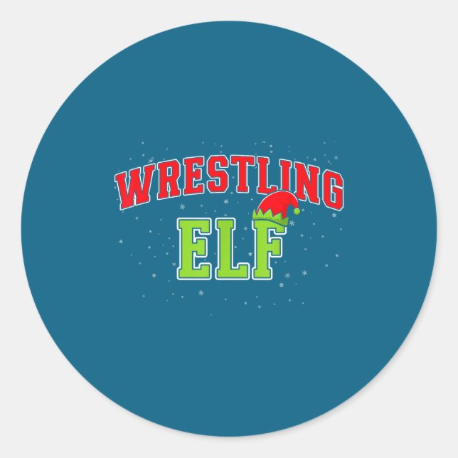 Wrestling Elf Christmas Family Matching Group Xmas Classic Round Sticker (Front)