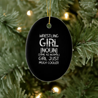 wrestling  girl white ceramic tree decoration