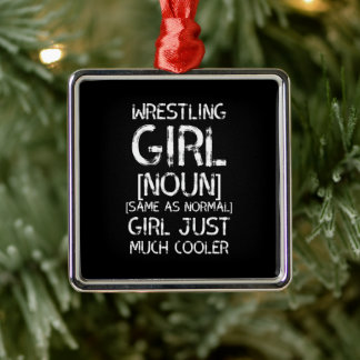 wrestling girl white metal tree decoration