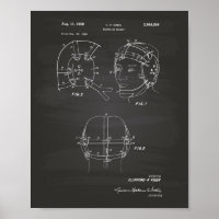 Wrestling Helmet 1959 Patent Art Chalkboard