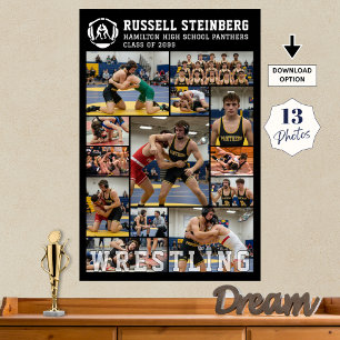 Wrestling High School Senior 13 Photo Collage Poster