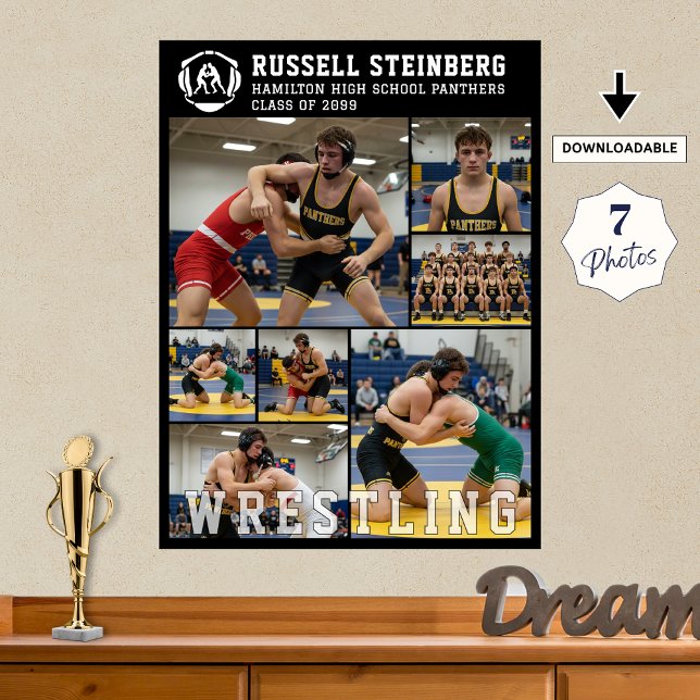 Wrestling High School Senior 7 Photo Collage Poster (Creator Uploaded)