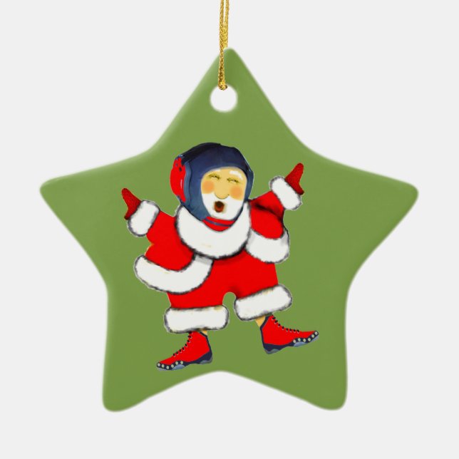 Wrestling Holiday Gift Ceramic Tree Decoration (Front)