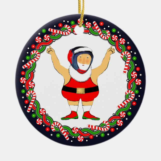 Wrestling Holiday Gift Ceramic Tree Decoration (Front)