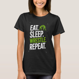 Wrestling Life Eat Sleep Wrestle Repeat Mat T-Shirt