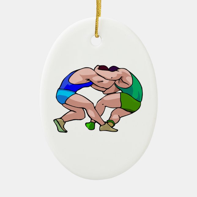 wrestling lock graphic ceramic tree decoration (Front)