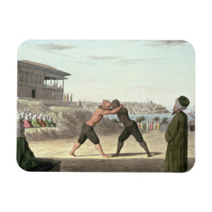 Wrestling Match, Constantinople (w/c on paper) Magnet