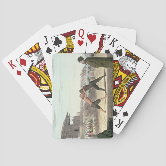 Wrestling Match, Constantinople (w/c on paper) Playing Cards (Back)