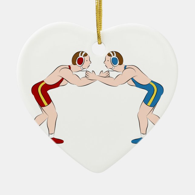 Wrestling Match Vector Ceramic Tree Decoration (Front)