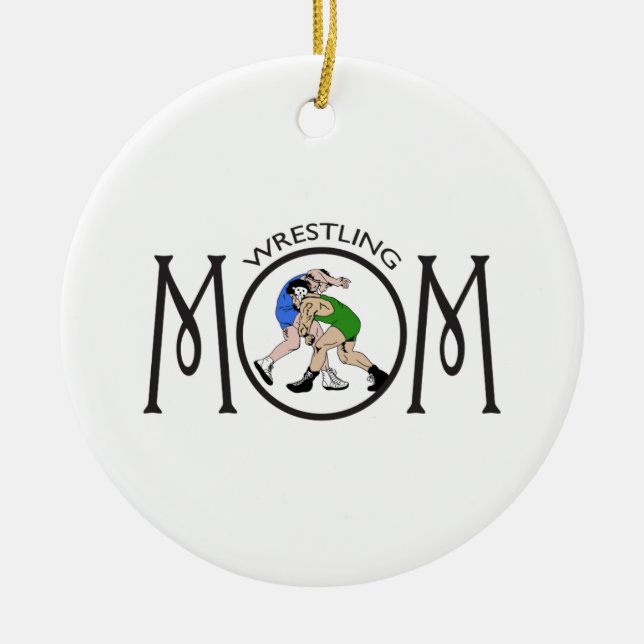 WRESTLING MOM CERAMIC TREE DECORATION (Front)