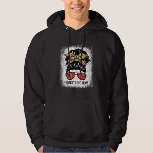 Wrestling Mom Messy Bun Hair Player Mom Mothers Da Hoodie