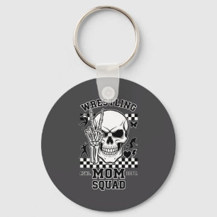 Wrestling Mom Squad Skull - Athletic Mom Team Desi Key Ring