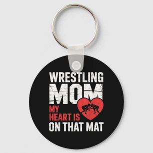 Wrestling Mum Heart is on That Mat Wrestler Girl Key Ring