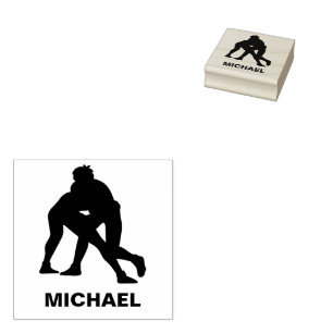 Wrestling Personalised Name Rubber Stamp