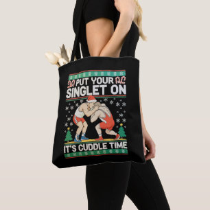 Wrestling Put Your Singlet On Christmas Wrestler Tote Bag