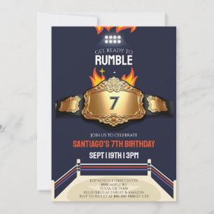Wrestling Ring And Blet Birthday Party Invitation