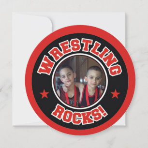 Wrestling Rocks Photo Thank You Card