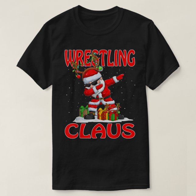 Wrestling Santa Claus Christmas Matching Costume  T-Shirt (Design Front)