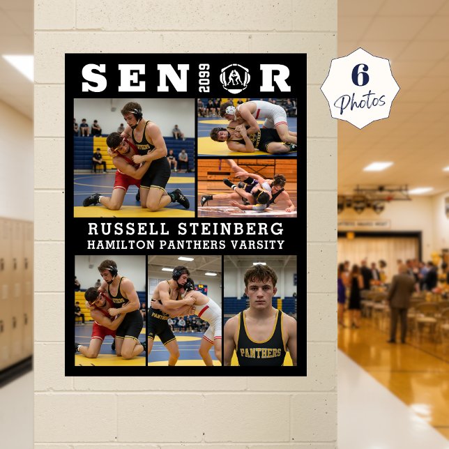 Wrestling Senior Graduate 6 Photo Collage Poster (Creator Uploaded)