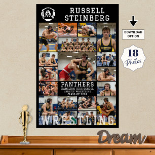 Wrestling Senior Graduation 18 Photo Collage Poster