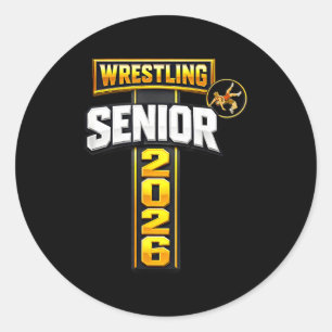 Wrestling senior night senior 2026 faith cross classic round sticker