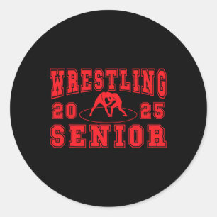 Wrestling Senior Night Wrestling Senior 2025 Gradu Classic Round Sticker