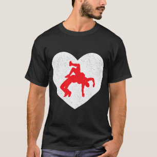 Wrestling Silhouette Valentine Heart Shape Lovers T-Shirt