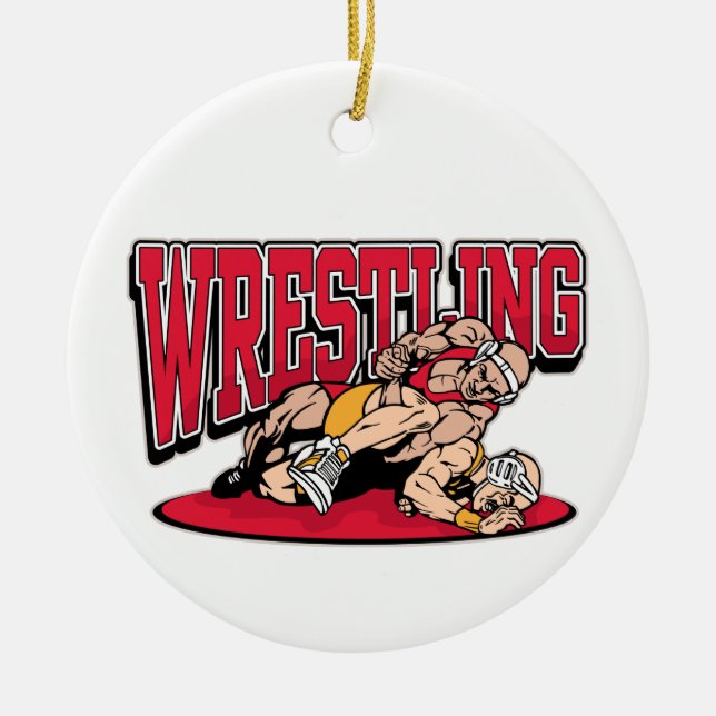 Wrestling Takedown Ceramic Tree Decoration (Front)