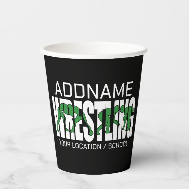 Wrestling Team ADD TEXT School Varsity Wrestler  Paper Cups (Front)