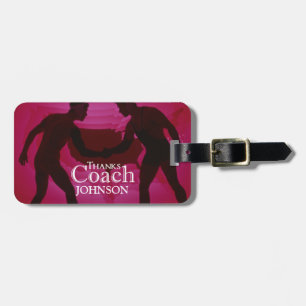 Wrestling Thanks Coach Silhouette Red Luggage Tag