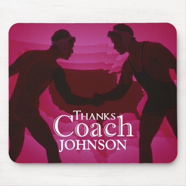 Wrestling Thanks Coach Silhouette Red Mouse Pad (Front)