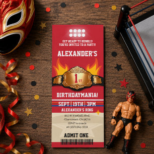 Wrestling Ticket 1st Birthday Party Invitation