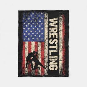 Wrestling Usa American Flag Shirt Wrestle 4th Of J Fleece Blanket