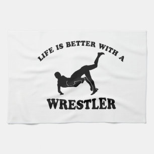 Wrestling Vector Designs Tea Towel