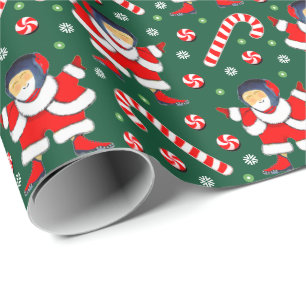 Wrestling Wrestler Christmas Holiday Gift Wrapping Paper