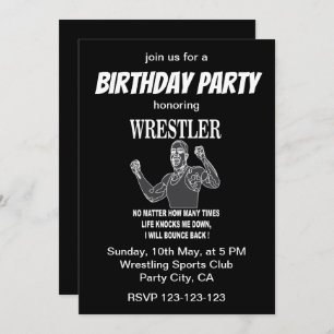 Wrestling Wrestler Inspirational Birthday Party Invitation