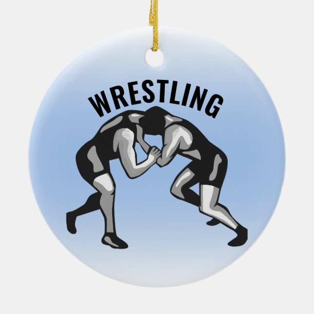 Wrestling Wrestlers Design Ceramic Ornament (Back)