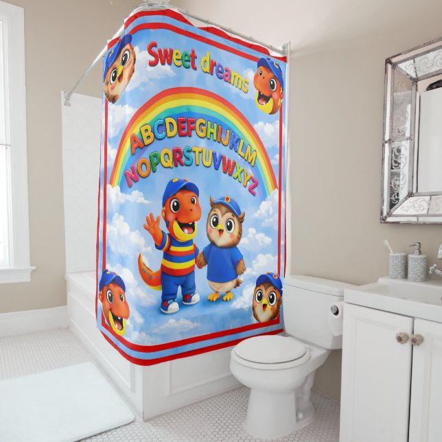 Wrexham ABC sweet dreams kids shower Curtain (In Situ)