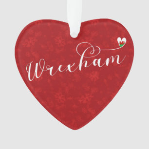 Wrexham Script Font, Welsh Flag In Heart Ornament