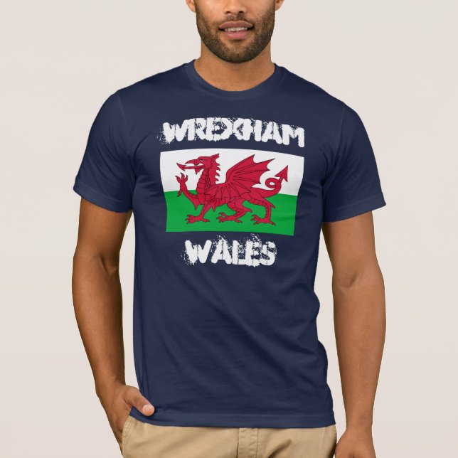 Wrexham, Wales with Welsh flag T-Shirt (Front)