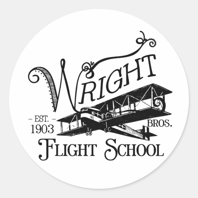 Wright Bros. Flight School Classic Round Sticker (Front)