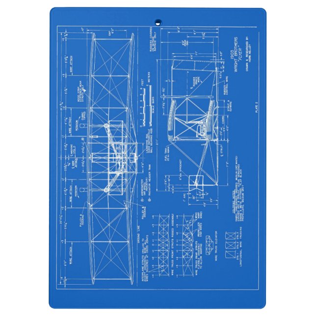 Wright Bros. "Flyer" Blueprint 1903 Clipboard (Back)