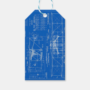 Wright Bros. "Flyer" Blueprint 1903 Gift Tags