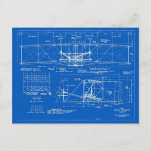 Wright Bros. "Flyer" Blueprint 1903 Postcard